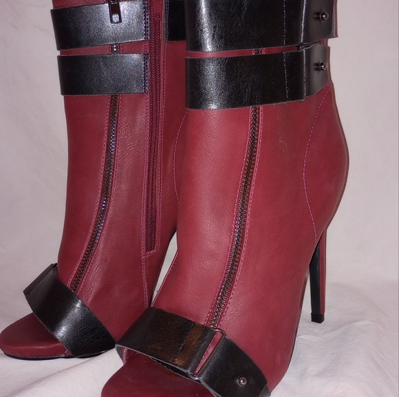 Peep Toe Double Belt Buckle Ankle Boots Gladiator Woman Side Zipper size 7.5 - Picture 9 of 10